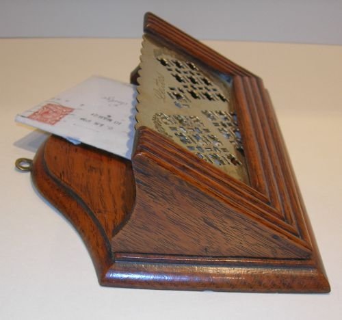 fig 1. Antique English Oak and Brass Letter Rack or Holder - Victorian