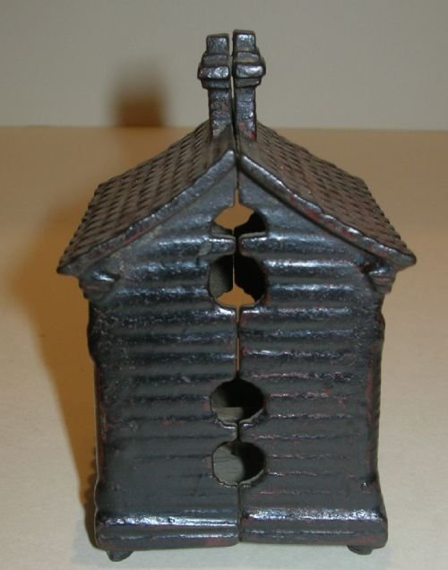 fig 1. English Victorian Novelty Cast and Painted Money Box - House - 1878