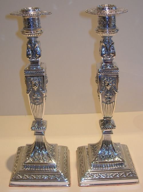 Magnificent Pair English Victorian Candlesticks - Silver Plate C.1880