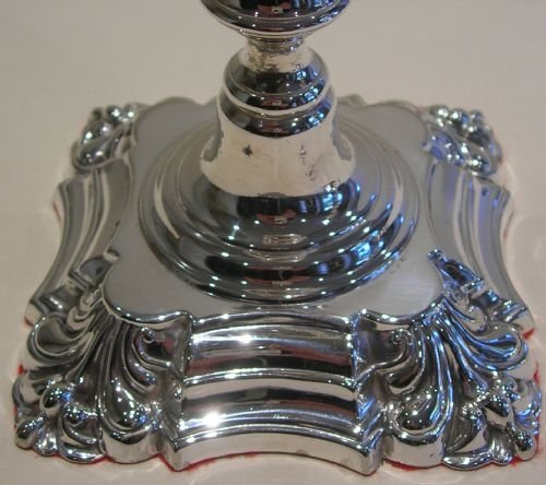 fig 1. Pair Elegant English Silver Plated Candlesticks - Elkington & Co. Dated 1853