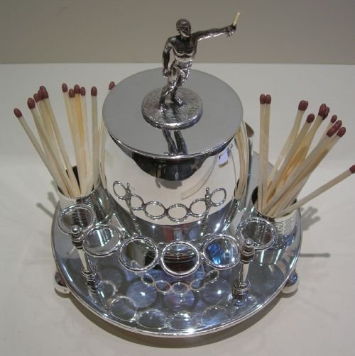 English Antique Cigar Caddy / Match Strike - George Travis & Co