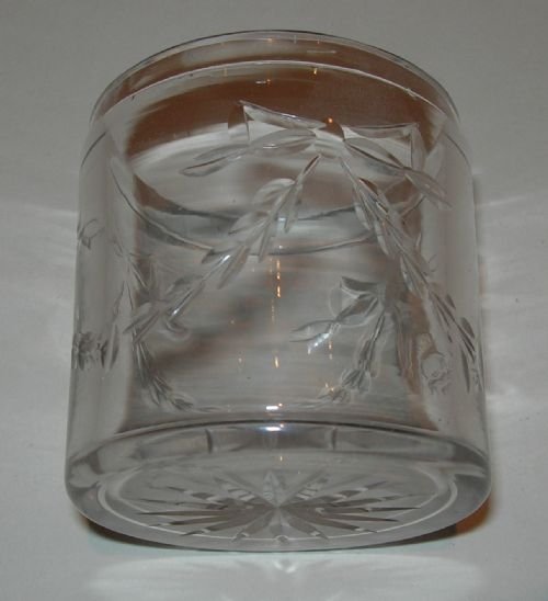 fig 2. Pretty Engraved Crystal Vanity Jar - Sterling Silver and Tortoise Shell Lid