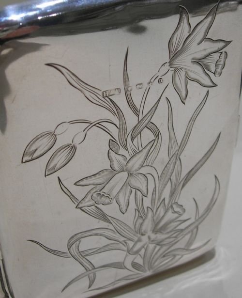 fig 1. Beautiful Victorian Floral Engraved Sterling Silver Card Case - Boxed