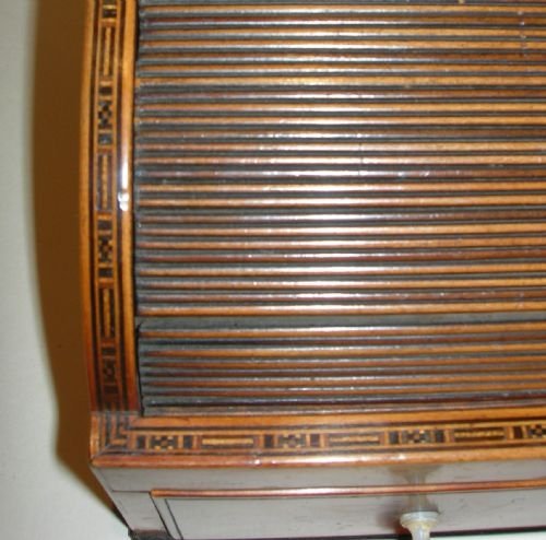 fig 2. Fabulous Georgian Satinwood Tambour Writing / Stationery Box - Conch Shell Inlay
