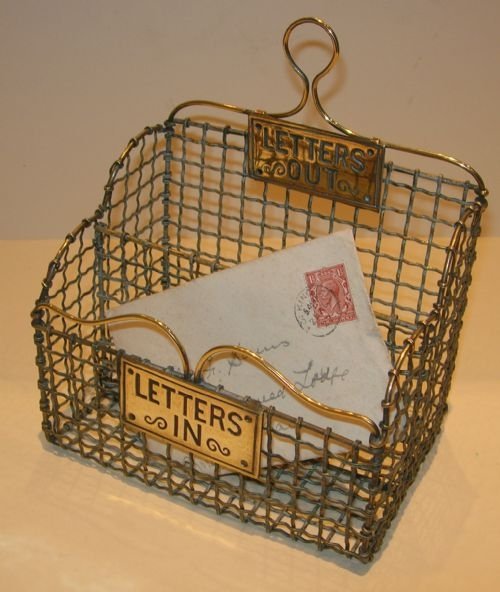 Victorian English Brass Mesh Letters Box or Caddy