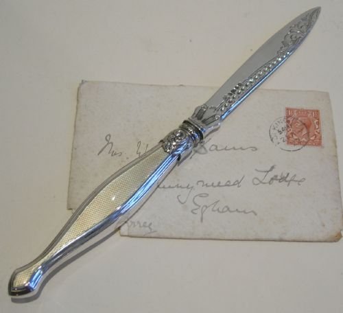 Antique Sterling Silver and Guilloche Enamel Letter Opener
