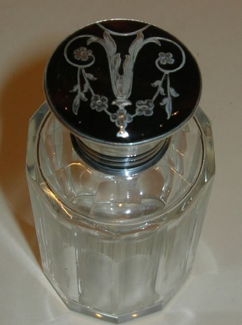 Sterling Silver and Tortoise Shell Lidded Scent / Cologne Bottle