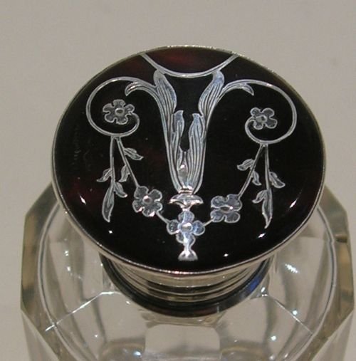 fig 1. Sterling Silver and Tortoise Shell Lidded Scent / Cologne Bottle
