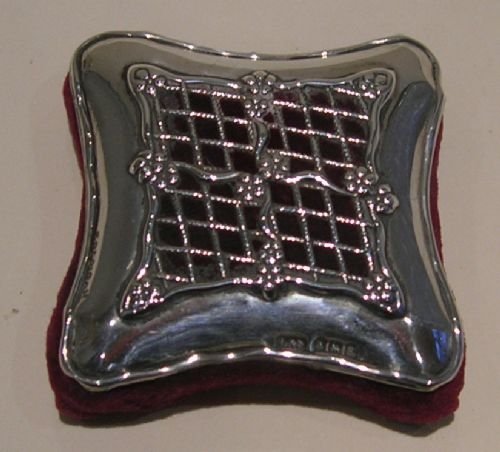 Sterling Silver and Velvet Pin Cushion - Pillow - Birmingham 1917