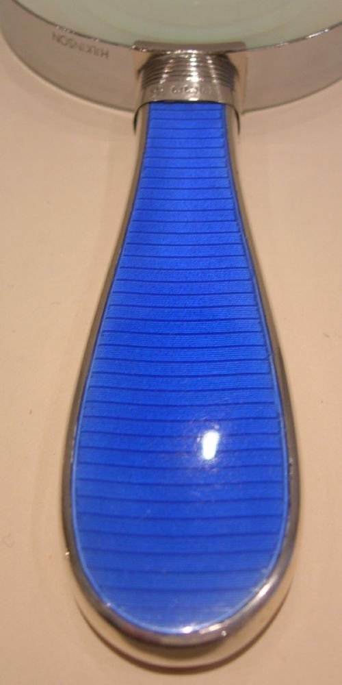 fig 1. Antique English Sterling Silver and Guilloche Enamel Handled Magnifying Glass