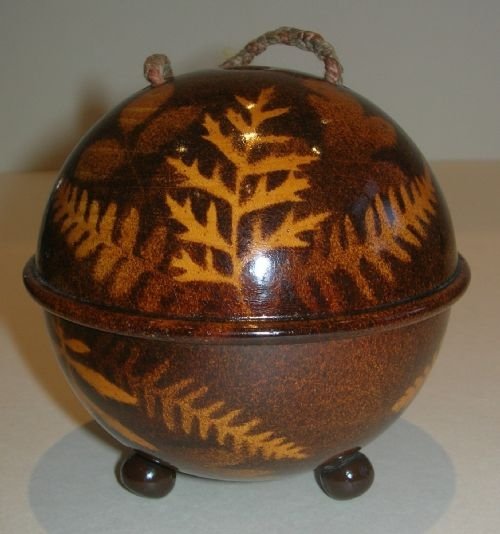 Antique Scottish Mauchline Fernware String Box / Dispenser