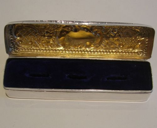 fig 1. Antique English Sterling Silver Ring Box For Three Rings
