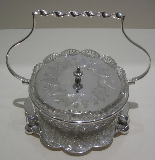 Antique English Silver Plated and Glass Butter Dish C.1860 - Victorian