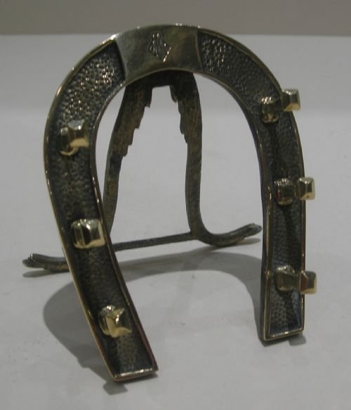 Antique English Brass Pen Rack - Horseshoe - Equestrian Interest - 1873
