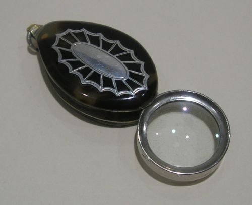 Antique Tortoiseshell and Silver Pique Magnifying / Eye Glass C.1900 / 1910