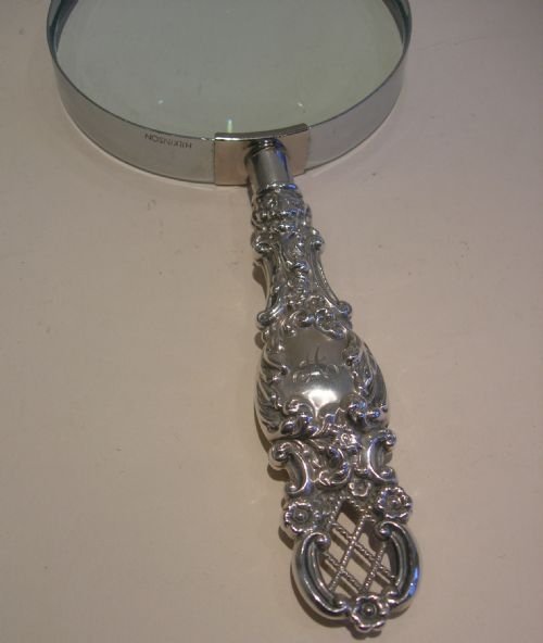 fig 1. Decorative English Antique Silver Handled Magnifying Glass - 1896