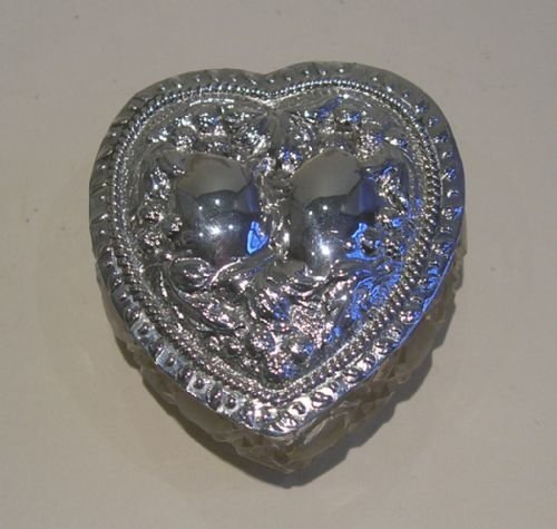 Mall Edwardian Cut Crystal and Sterling Silver Heart Shaped Box