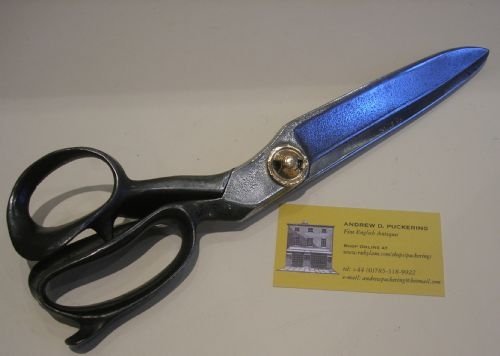 fig 1. Large Unsigned Pair of English Polished Steel Tailors Shears - 12