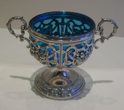 Fabulous Antique English Silver Plated and Glass Sugar Basket