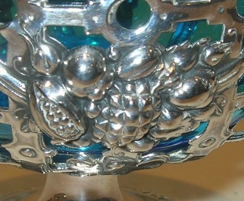 fig 1. Fabulous Antique English Silver Plated and Glass Sugar Basket