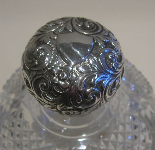 fig 1. Large Victorian Cut Crystal and Sterling Silver Globe Perfume Bottle - 1891