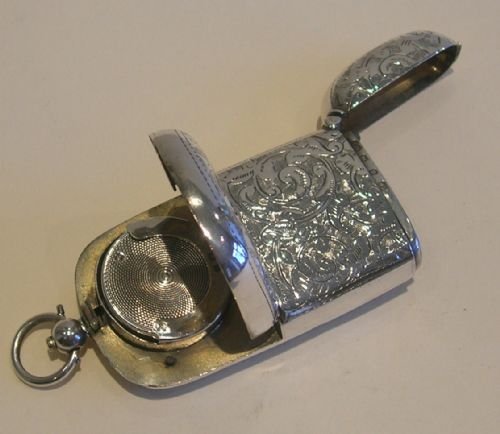 Rare Antique English Sterling Silver Vesta & Sovereign Case - 1898