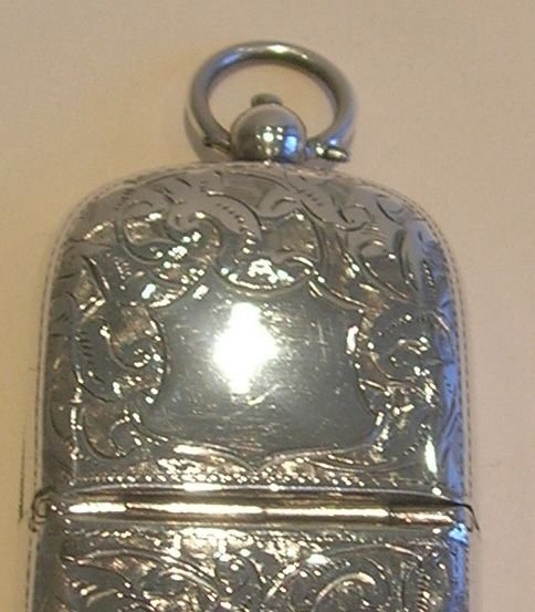 fig 2. Rare Antique English Sterling Silver Vesta & Sovereign Case - 1898