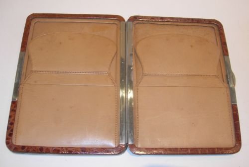 fig 1. Exceptional Antique Sterling Silver and Crocodile Wallet / Card Case