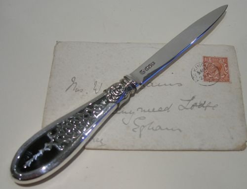 English Sterling Silver and Tortoise Shell Letter Opener - Pique Inlay