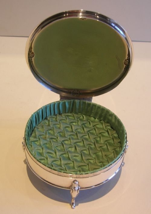 fig 1. Pretty Large English Sterling Silver Jewelry or Trinket Box