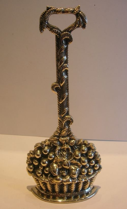 Antique Brass Basket of Flowers & Fruit Door Porter C.1900