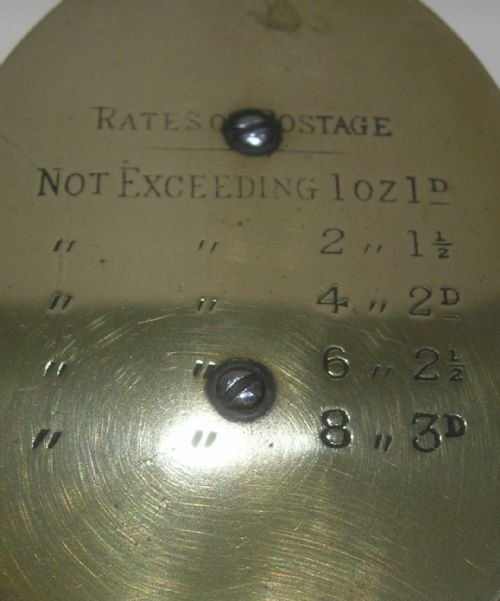 fig 1. Handsome Antique English Burl Walnut and Brass Letter / Postal Scales