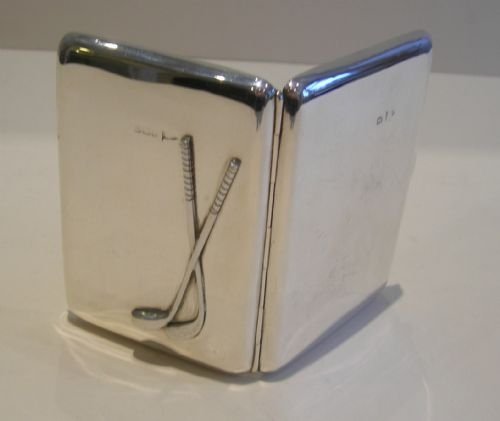 Antique Sterling Silver Card Case / Personal Organizer / Aide Memoir - Golf