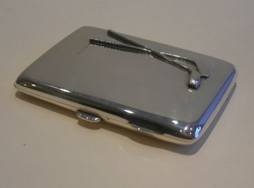 fig 1. Antique Sterling Silver Card Case / Personal Organizer / Aide Memoir - Golf