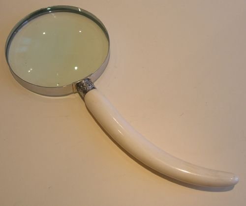 Huge Desk Magnifying Glass - Antique Ivory and English Sterling Silver