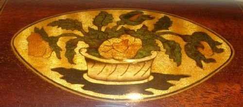 fig 1. Exquisite Georgian Single Domed Tea Caddy - Flower Basket Marquetry Inlay