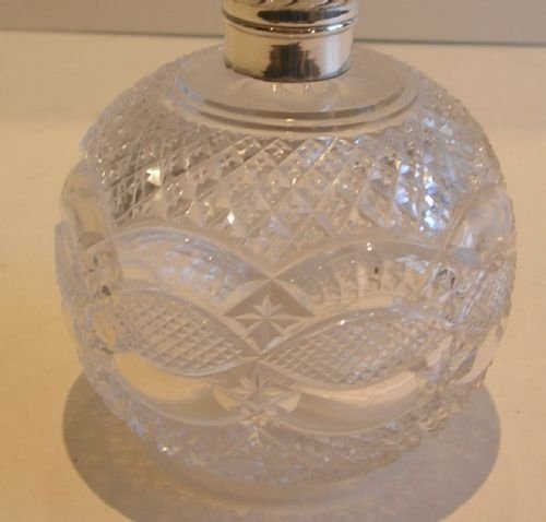 fig 1. Antique English Cut Crystal and Sterling Silver Perfume or Scent Bottle