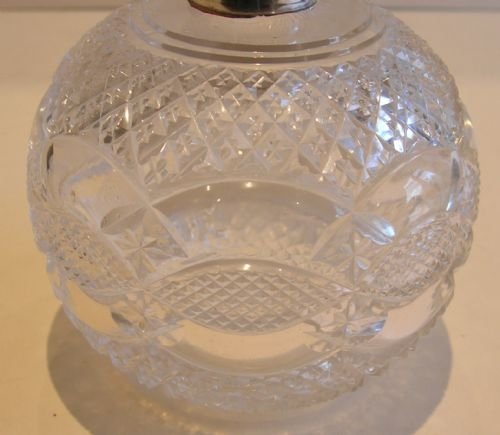 fig 2. Antique English Cut Crystal and Sterling Silver Perfume or Scent Bottle