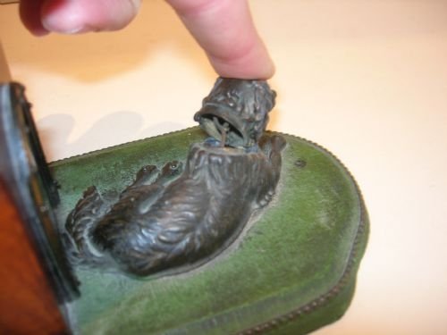 fig 1. Rare Antique French Novelty Mechanical Perfume Bottle Box - Dog & Kennel