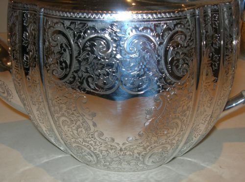 fig 1. Antique English Hand-Engraved Silver Plated Tea & Coffee Set - Benetfink, London