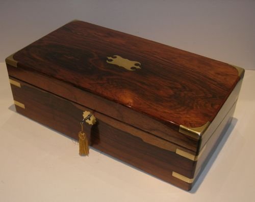 Large Antique Rosewood Writing Slope or Box / Lapdesk - Secret Drawers