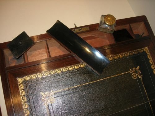 fig 2. Large Antique Rosewood Writing Slope or Box / Lapdesk - Secret Drawers