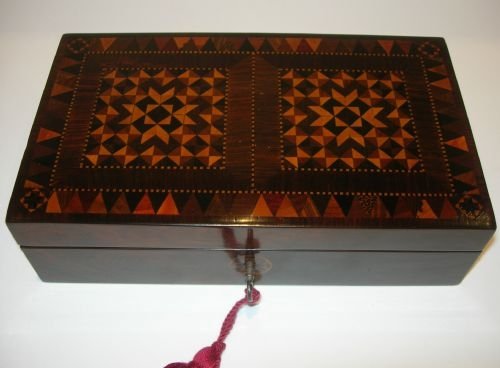 Exquisite English William IV Tunbridge Ware Jewelry / Desk Box C.1830
