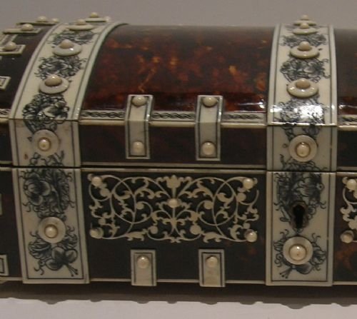 fig 1. Victorian Anglo-Indian Vizagapatam Tortoise Shell & Ivory Box c.1860