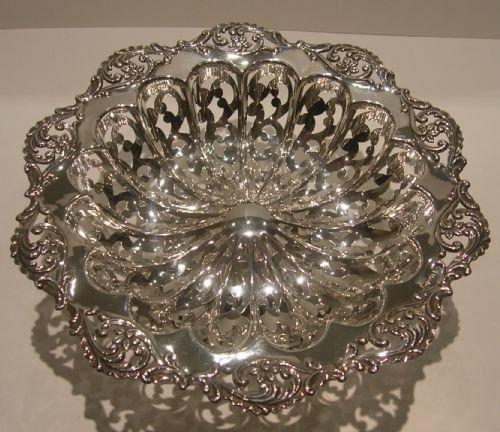 fig 1. Magnificent Antique Sterling Silver Fruit Bowl or Comport - Walker & Hall