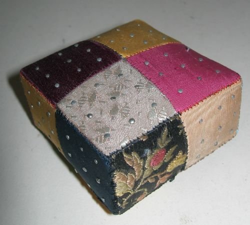 Antique English Silk Patchwork Pin Cushion - Sewing