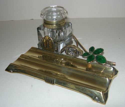 Antique Irish Souvenir Inkwell / Inkstand - Dublin