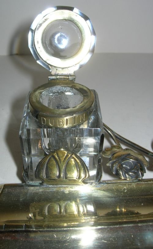 fig 1. Antique Irish Souvenir Inkwell / Inkstand - Dublin
