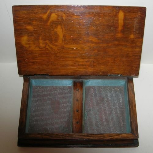 fig 2. Rare Antique Brass Mounted Oak Cribbage Box - Book Form