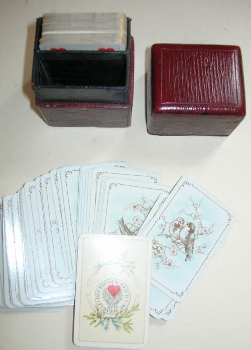 Antique Leather Cased Miniature Playing Cards
